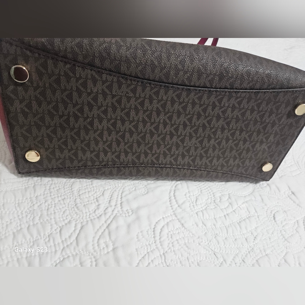 Michael Kors Burgundy and Gray Tote Bag - Picture 11 of 11